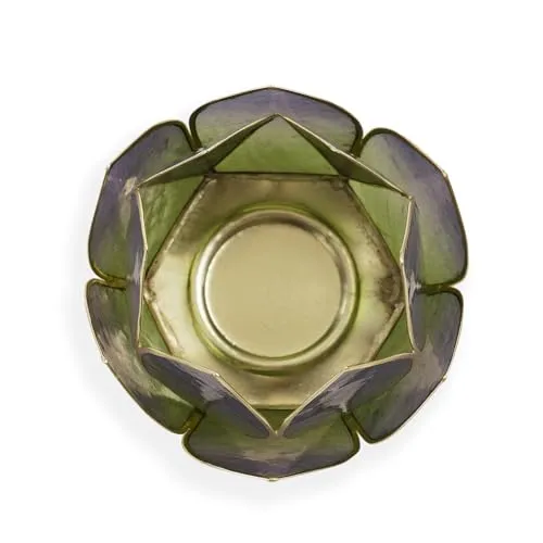 Pure Home   Living Green & Blue Ombre 12 Petals Capiz Tealight Holder