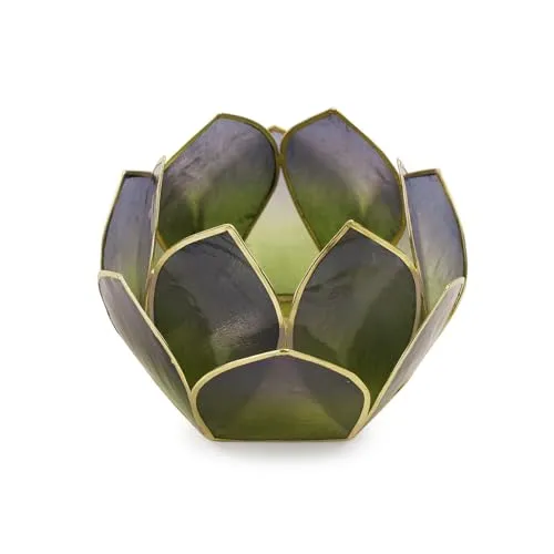 Pure Home   Living Green & Blue Ombre 12 Petals Capiz Tealight Holder