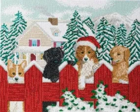 "Christmas Pups" Crystal Art 40x50cm Canvas