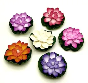 RISEMPIRE ulti Color Floating Lotus Flower Shape Tea Light Diya Candles for Diwali Gift, New Year Home Decoration Batteries Included, Water Sensor Smokeless Artificial (Pack of 6)