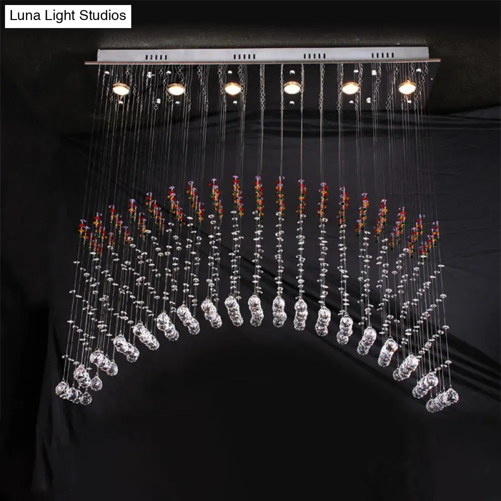 Satin Nickel Crystal Flush Mount Lighting - Perfect for Dining Room