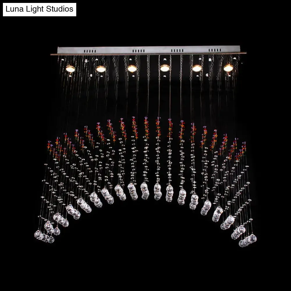 Satin Nickel Crystal Flush Mount Lighting - Perfect for Dining Room