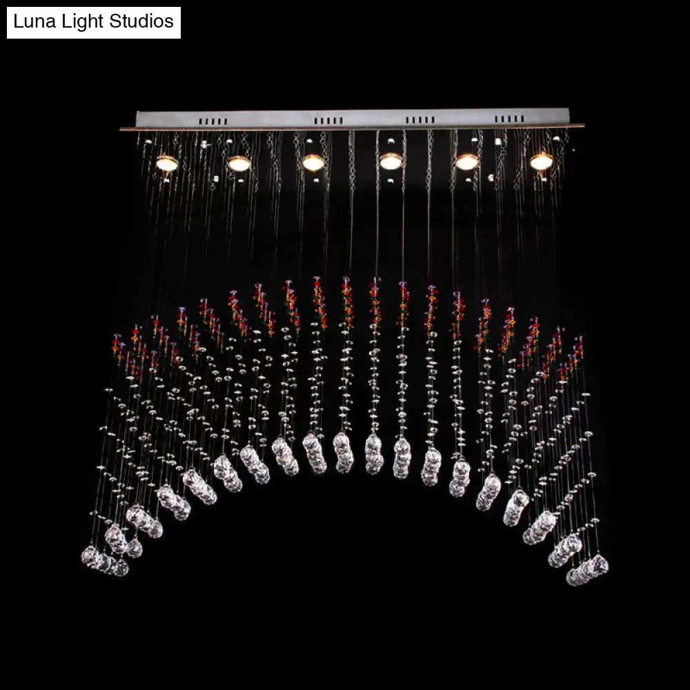 Satin Nickel Crystal Flush Mount Lighting - Perfect for Dining Room