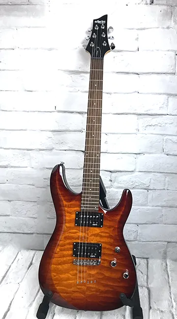 Schecter C-6 Plus Electric Guitar with Hardshell Case, Vintage Sunburst