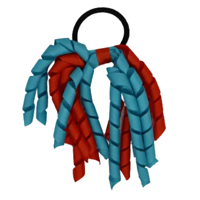 School Hair Accessories Short Curly Ponytail Streamer Hair Tie- Autumn Orange (28 colours options to pick from)