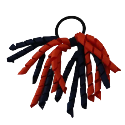 School Hair Accessories Short Curly Ponytail Streamer Hair Tie- Autumn Orange (28 colours options to pick from)