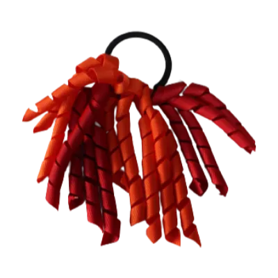 School Hair Accessories Short Curly Ponytail Streamer Hair Tie- Autumn Orange (28 colours options to pick from)