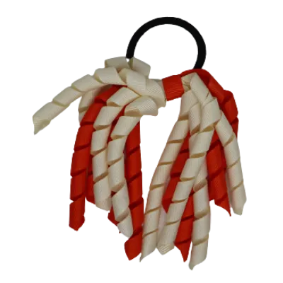 School Hair Accessories Short Curly Ponytail Streamer Hair Tie- Autumn Orange (28 colours options to pick from)