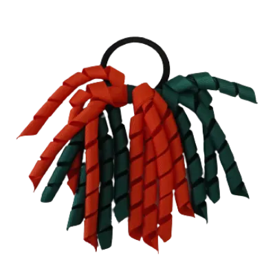 School Hair Accessories Short Curly Ponytail Streamer Hair Tie- Autumn Orange (28 colours options to pick from)
