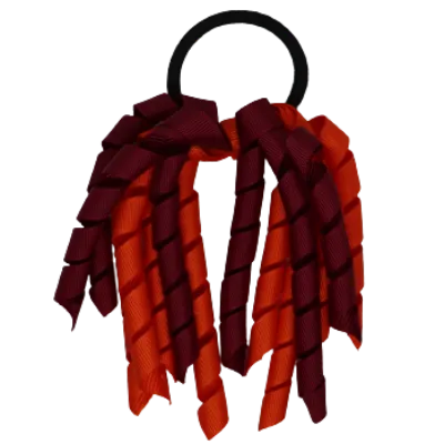 School Hair Accessories Short Curly Ponytail Streamer Hair Tie- Autumn Orange (28 colours options to pick from)