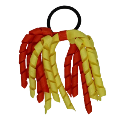 School Hair Accessories Short Curly Ponytail Streamer Hair Tie- Autumn Orange (28 colours options to pick from)