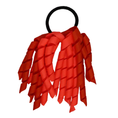 School Hair Accessories Short Curly Ponytail Streamer Hair Tie- Autumn Orange (28 colours options to pick from)