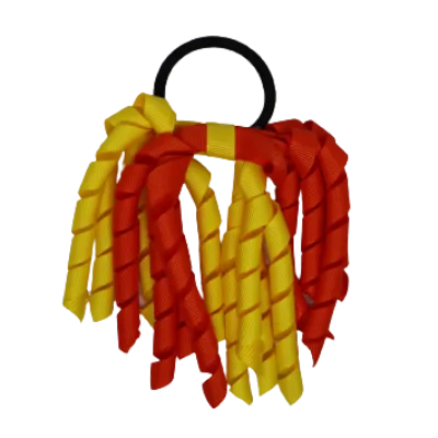School Hair Accessories Short Curly Ponytail Streamer Hair Tie- Autumn Orange (28 colours options to pick from)