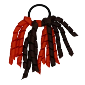 School Hair Accessories Short Curly Ponytail Streamer Hair Tie- Autumn Orange (28 colours options to pick from)