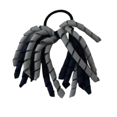 School Hair Accessories Short Curly Ponytail Streamer Hair Tie - Light Silver (28 colours options to pick from)