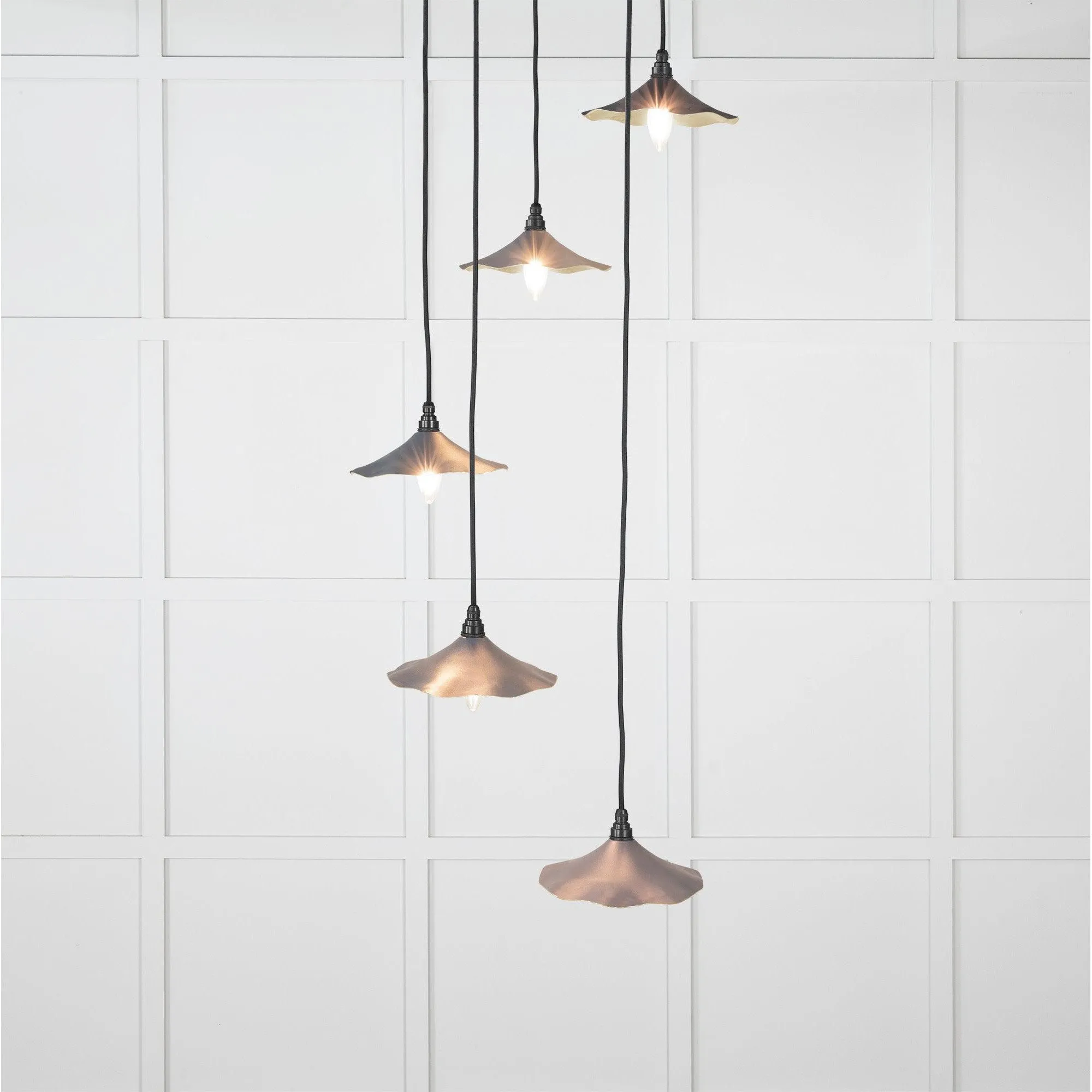Smooth Brass Flora Cluster Pendant in Slate | From The Anvil