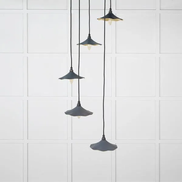 Smooth Brass Flora Cluster Pendant in Slate | From The Anvil