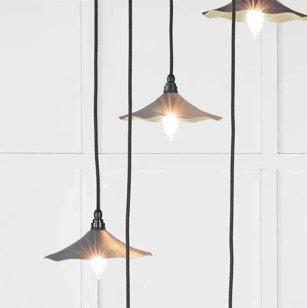 Smooth Brass Flora Cluster Pendant in Slate | From The Anvil