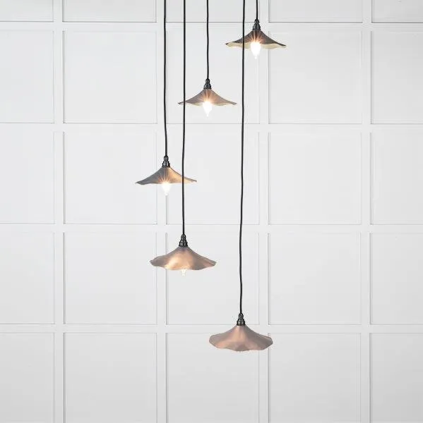 Smooth Brass Flora Cluster Pendant in Slate | From The Anvil