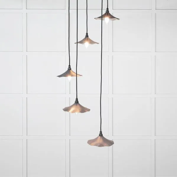 Smooth Nickel Flora Cluster Pendant in Slate | From The Anvil