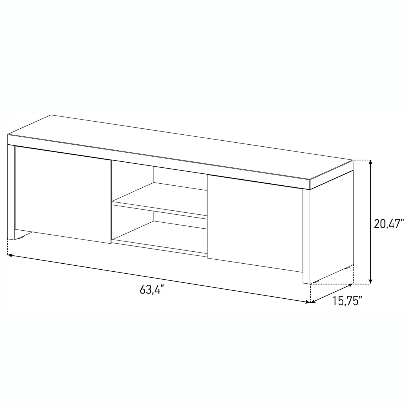 Sonorous LB-1620 Modern Wood and Glass TV Stand for TVs up to 75" - Walnut