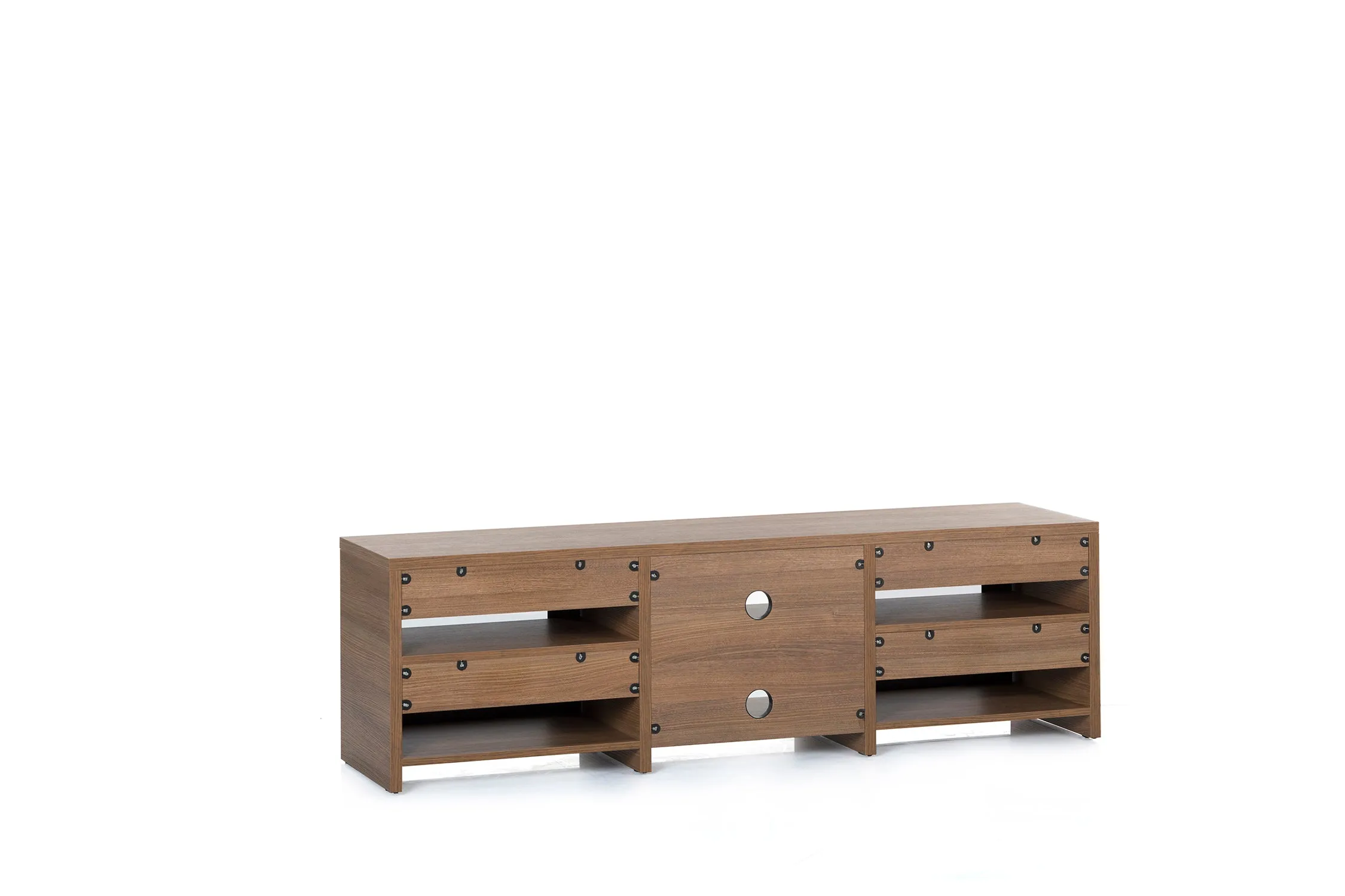 Sonorous LB-1620 Modern Wood and Glass TV Stand for TVs up to 75" - Walnut