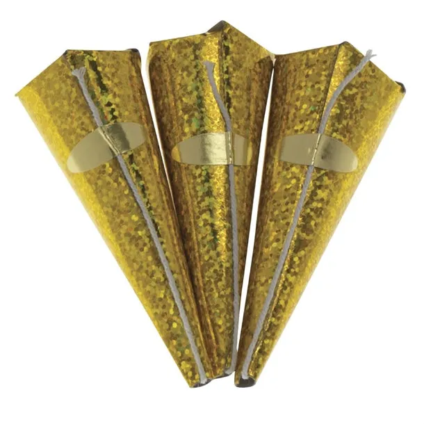 Swantex Gold Holographic Cone Party Poppers (Pack of 50) - HY185