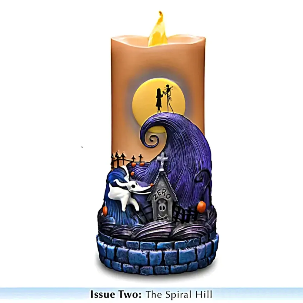 The Bradford Exchange Disney The Nightmare Before Christmas Candle Collection Issue #2 Spiral Hill LED Flameless Candle with Sculpted Details 7-inches