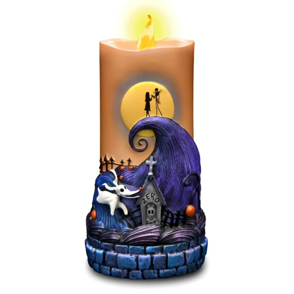 The Bradford Exchange Disney The Nightmare Before Christmas Candle Collection Issue #2 Spiral Hill LED Flameless Candle with Sculpted Details 7-inches