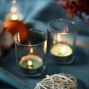 Transparent Glass Candle Holder Set – (Set of 2)