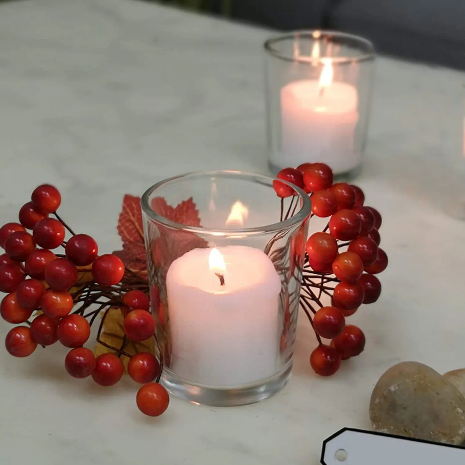 Transparent Glass Candle Holder Set – (Set of 2)