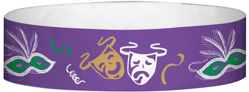 Tyvek® 3/4" x 10" Mardi Gras pattern wristbands