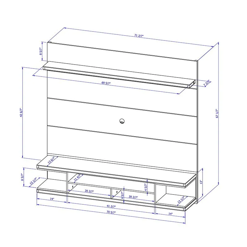 Utopia 70" Floating Theater Entertainment Center with Led Lights in Off White and Maple Cream
