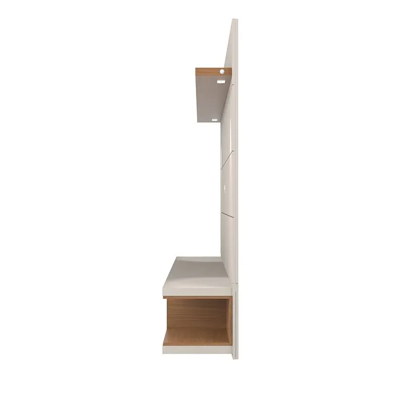 Utopia 70" Floating Theater Entertainment Center with Led Lights in Off White and Maple Cream