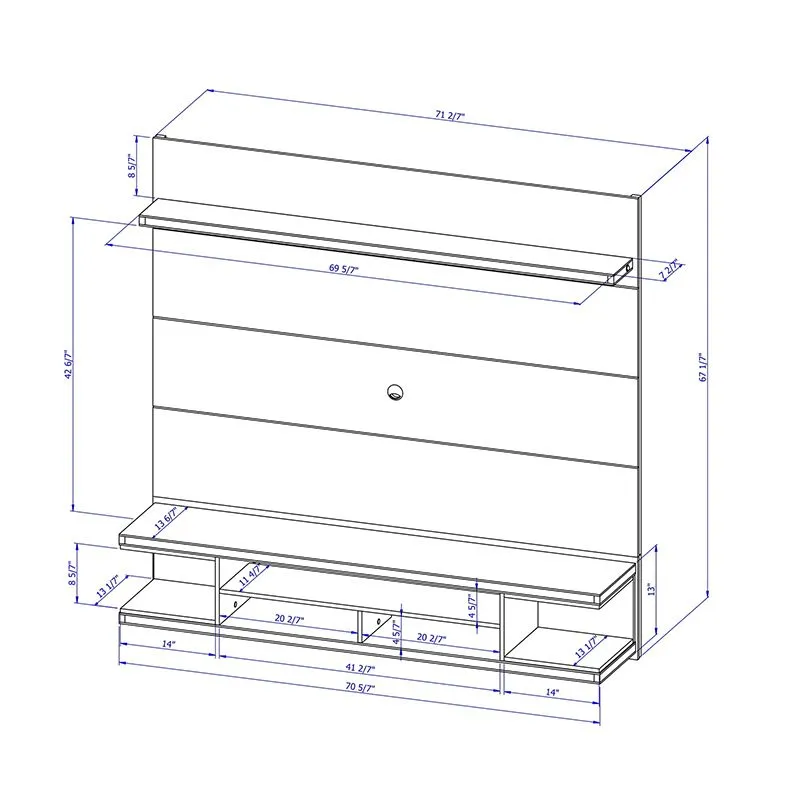 Utopia 70" Floating Theater Entertainment Center with Led Lights in White and Maple Cream