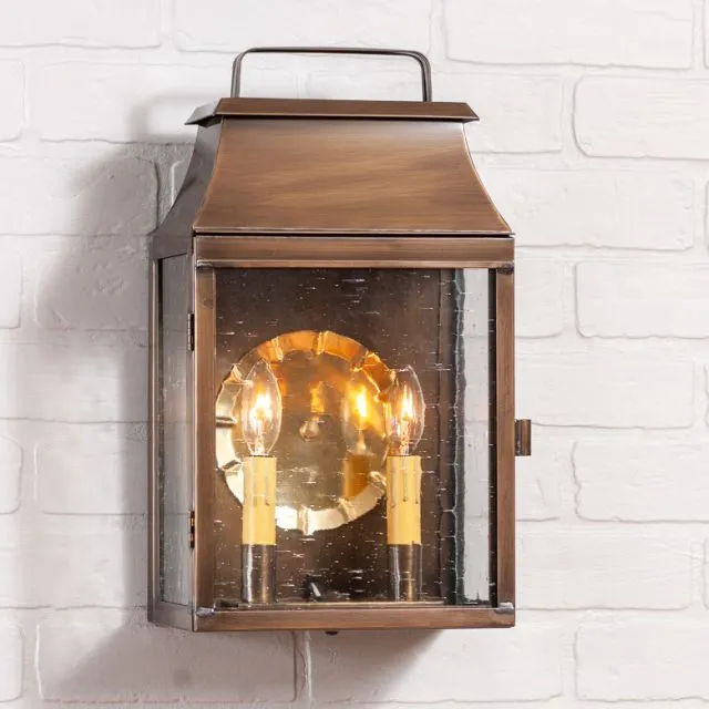 Valley Forge Outdoor Wall Light in Solid Weathered Brass - 2 Light
