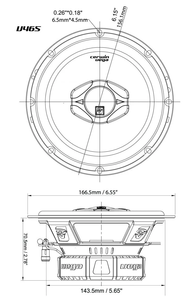 Vega Series 6.5" 2-Way Coaxial Speakers w/Titanium Tweeter - V465