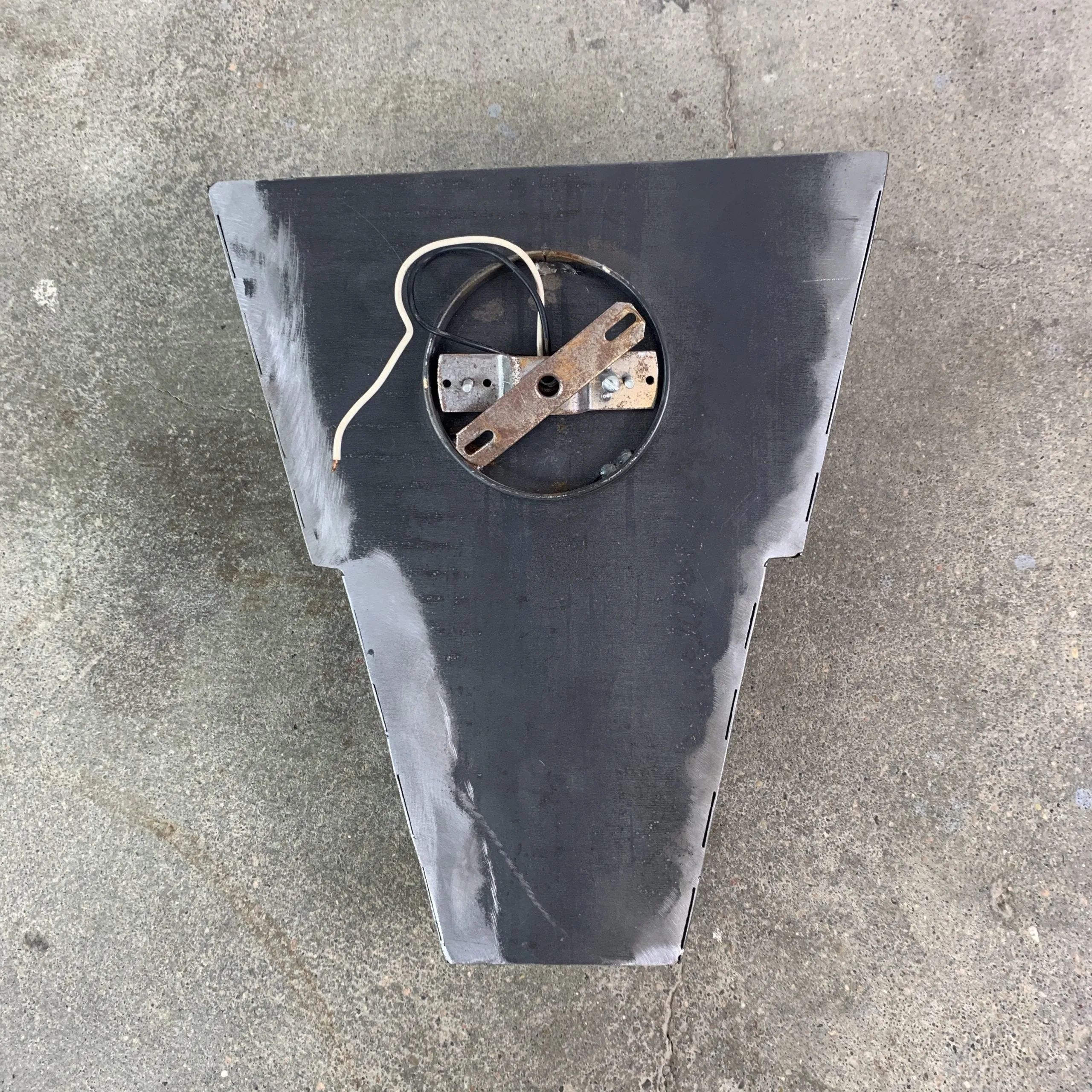 Wall Light Sconce, Brushed Steel, Semi-Conical, Industrial