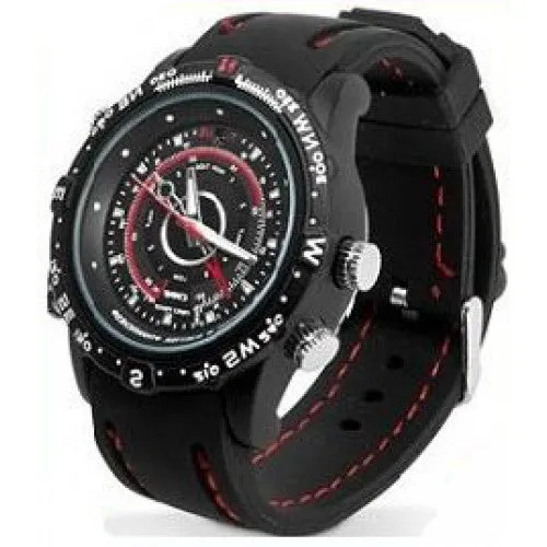 Waterproof Black/Red Spy Camera Hidden Video Audio Record Watch DVR