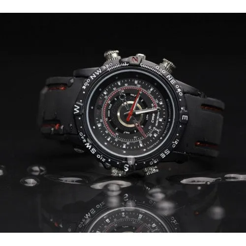Waterproof Black/Red Spy Camera Hidden Video Audio Record Watch DVR