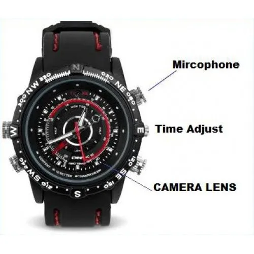 Waterproof Black/Red Spy Camera Hidden Video Audio Record Watch DVR