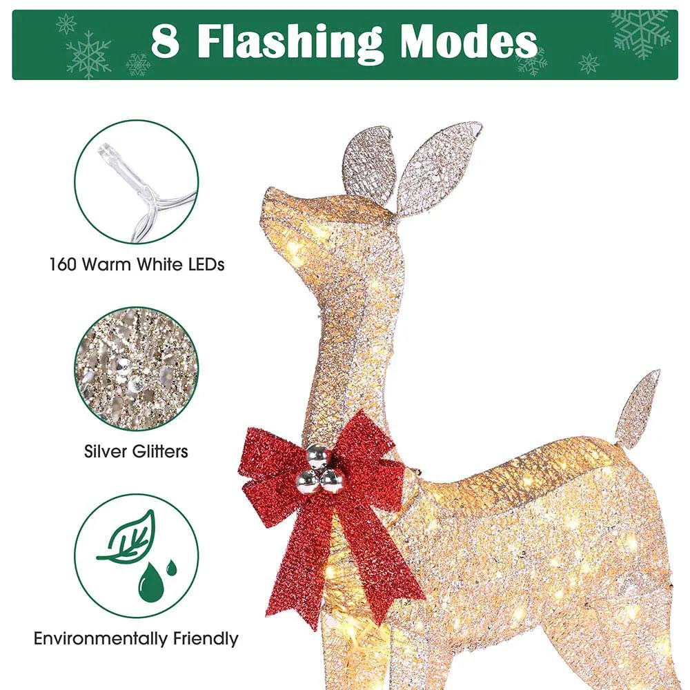 Yescom Outdoor Lighted Reindeer Family 2-piece(Doe & Fawn)