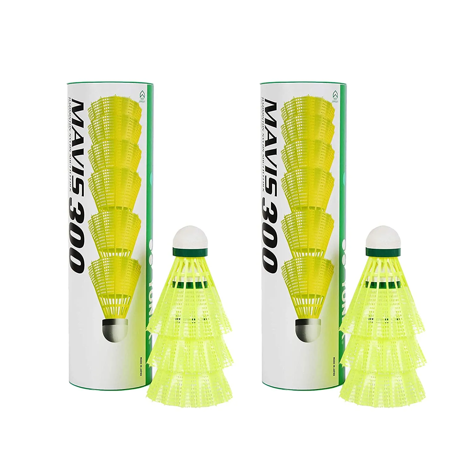 Yonex Mavis 300 Nylon Badminton Shuttlecock (Pack of 2 Cans, Yellow)