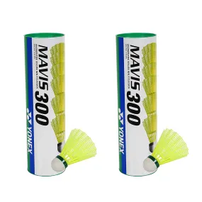 Yonex Mavis 300 Nylon Badminton Shuttlecock (Pack of 2 Cans, Yellow)