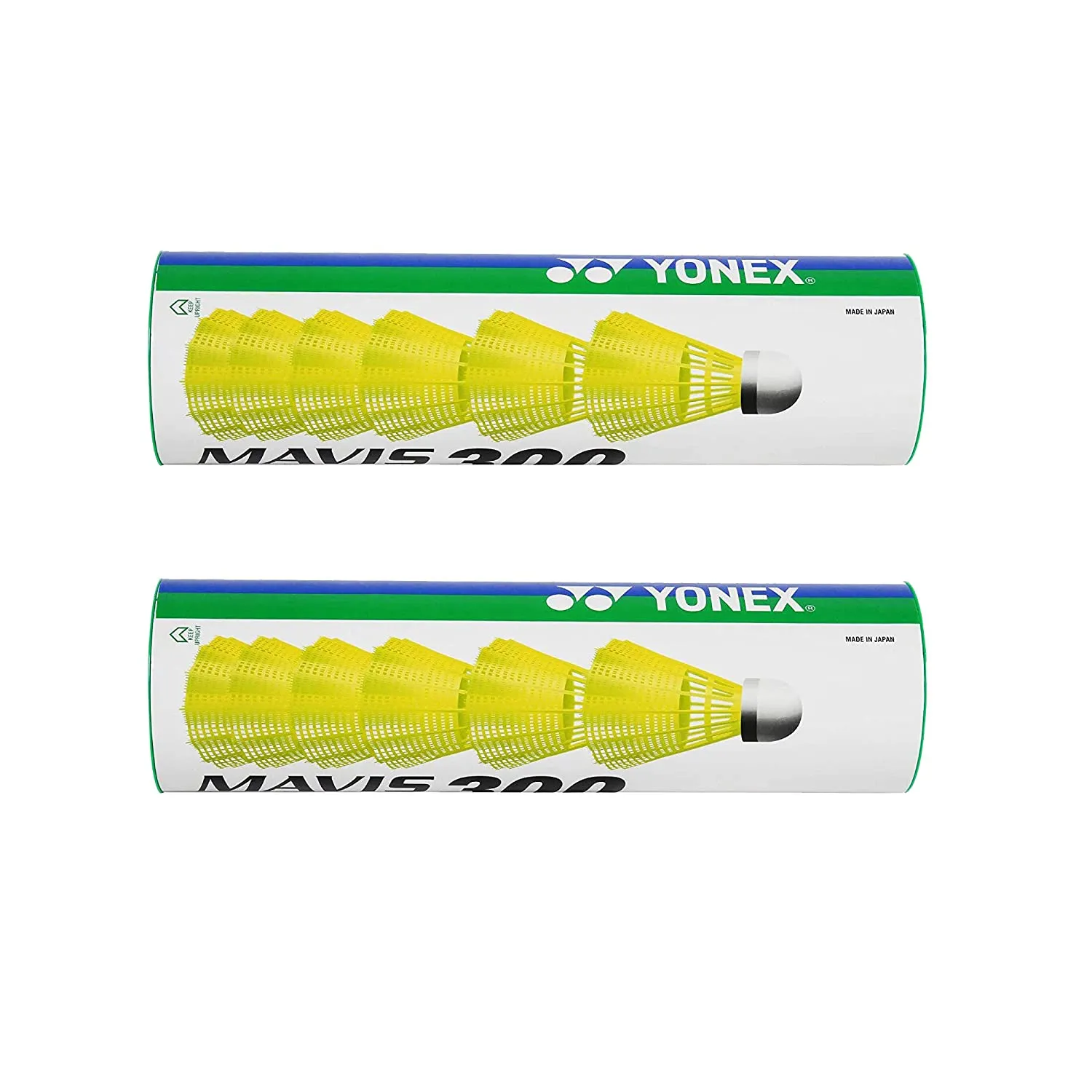 Yonex Mavis 300 Nylon Badminton Shuttlecock (Pack of 2 Cans, Yellow)