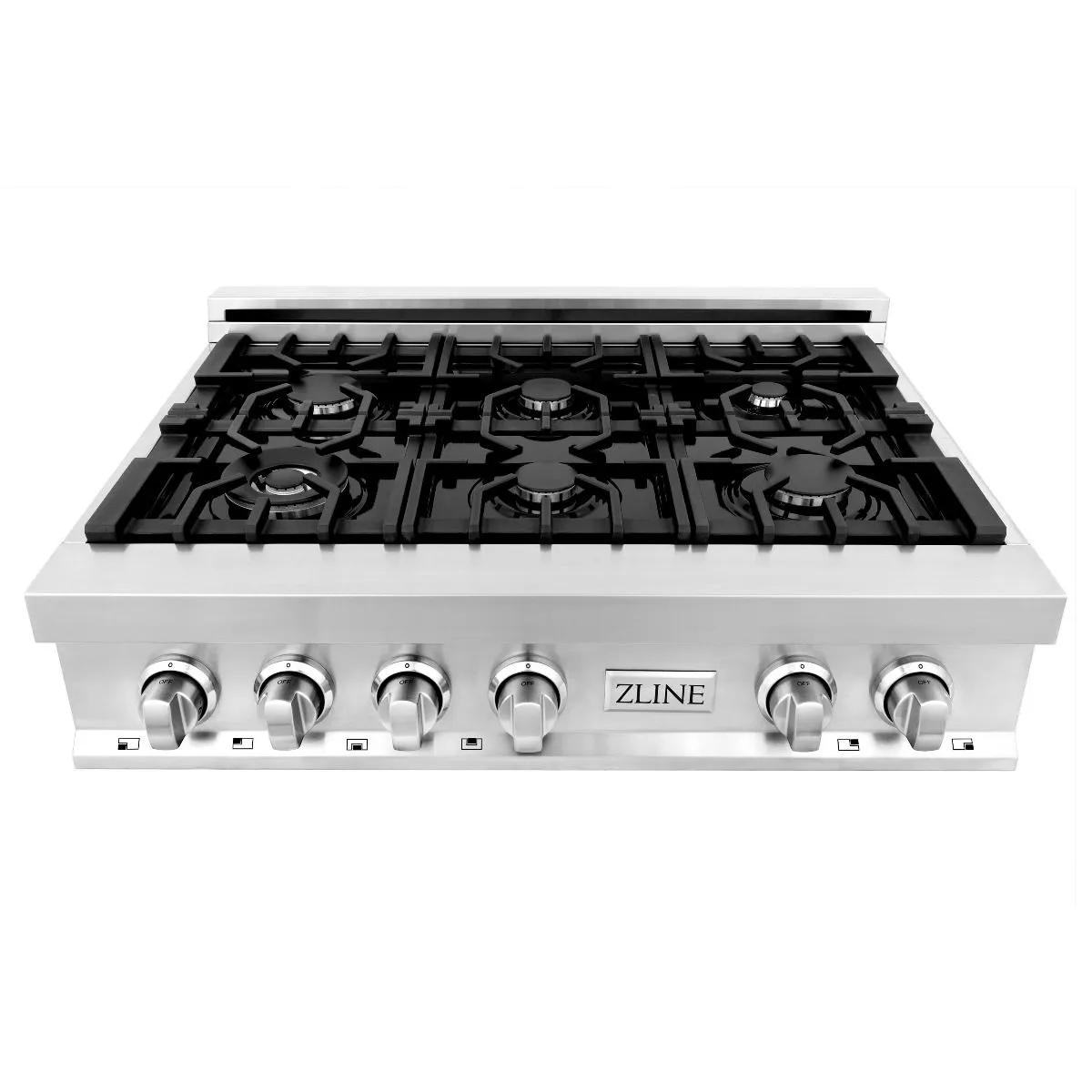 ZLINE 5-Piece Appliance Package - 36-Inch Rangetop, Refrigerator, 30-Inch Electric Double Wall Oven, 3-Rack Dishwasher, and Convertible Wall Mount Hood in Stainless Steel (5KPR-RTRH36-AWDDWV)