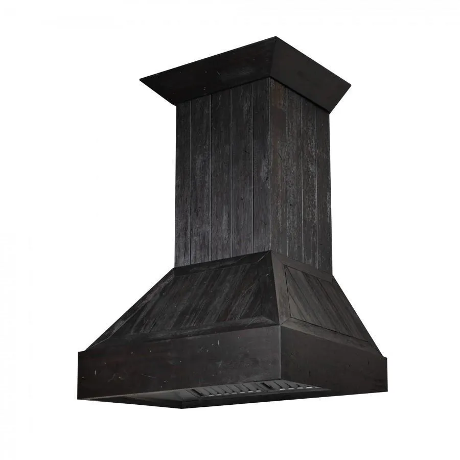 ZLINE Shiplap Wooden Wall Mount Range Hood in Rustic Dark Finish (349DD)